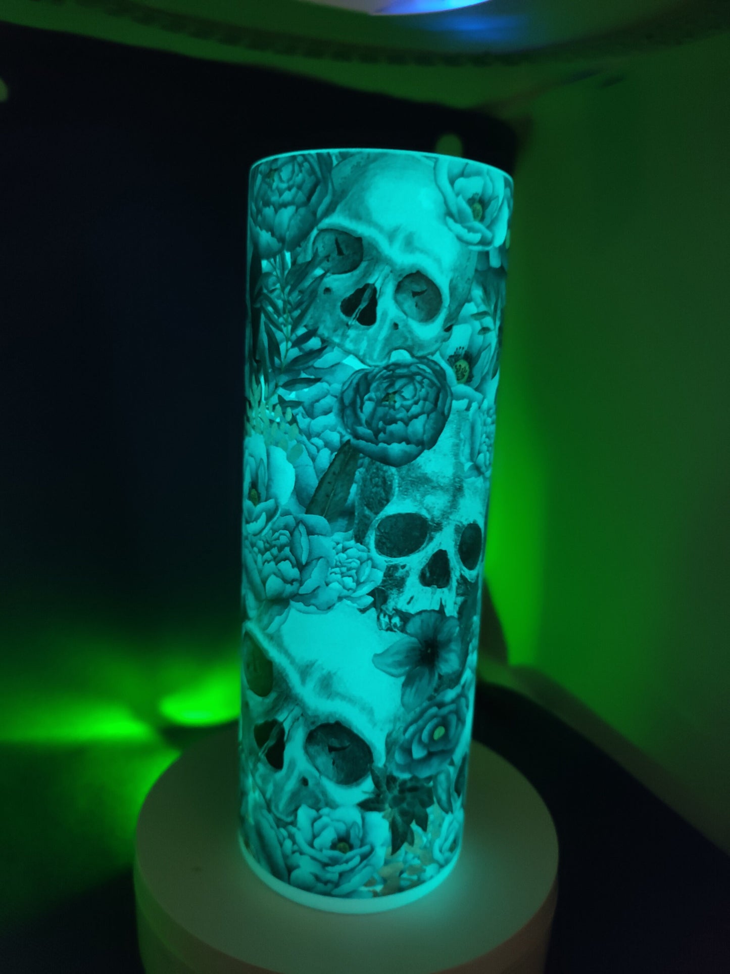 Skulls and Roses 20oz Skinny Tumbler - Glow in the Dark!