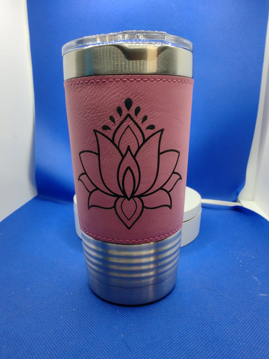 20oz Polar Camel Leatherette Tumbler with Lotus Flower